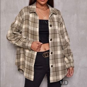 Brown Plaid Flannel Overshirt Size 8/10